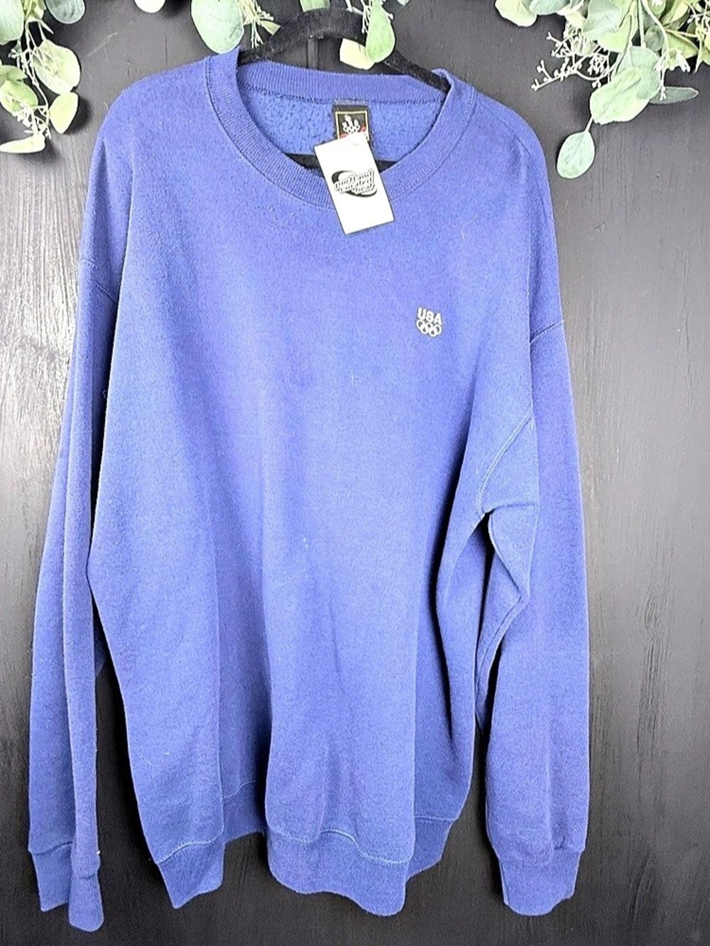 Vtg 90s JCPenney USA Olympic Crewneck Sweatshirt Mens XL Embroidered Navy Blue